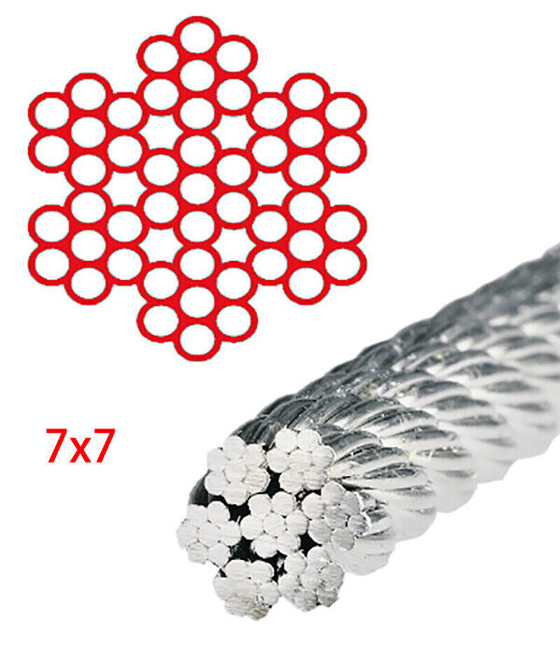 304 Stainless Steel Steel Wire Rope Rigging 7×7 / 7×19 0.3mm-20mm Dia Cable Rope