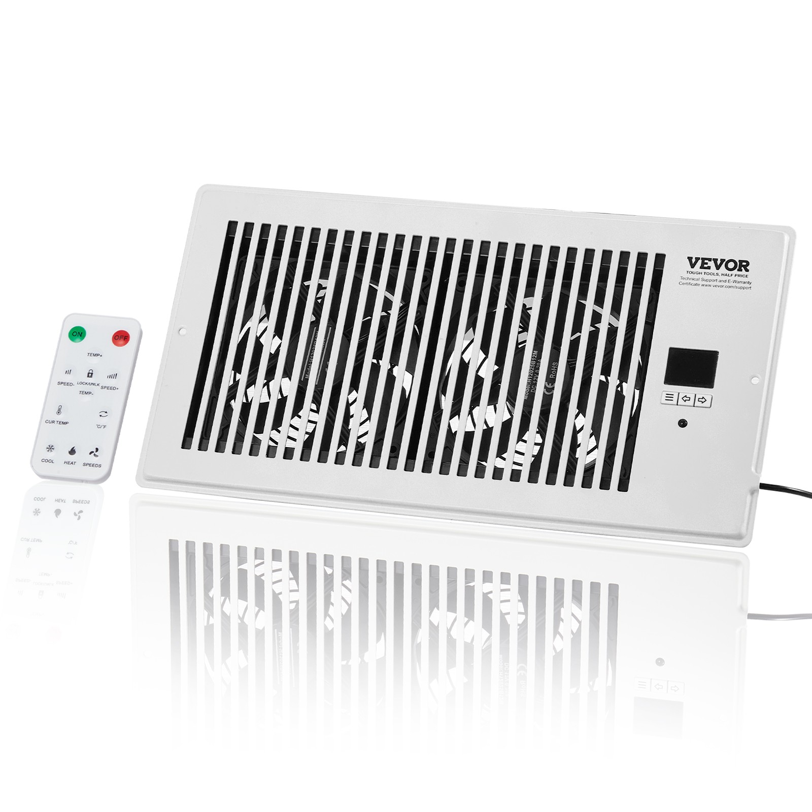 VEVOR Quiet Register Booster Fan Heating/Cooling 6 x 12 inch with Remote White
