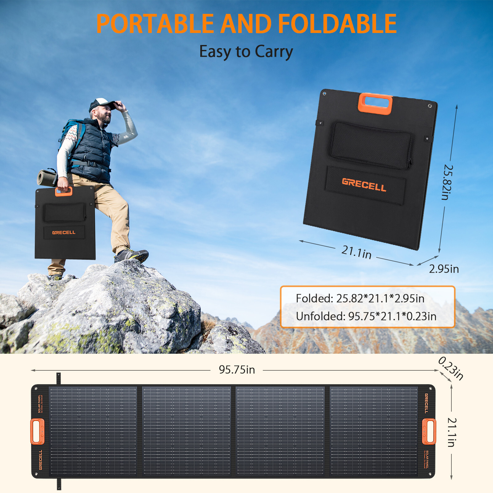 200W Portable Solar Panel for Power Station Foldable Solar Charger w/4 Kickstand