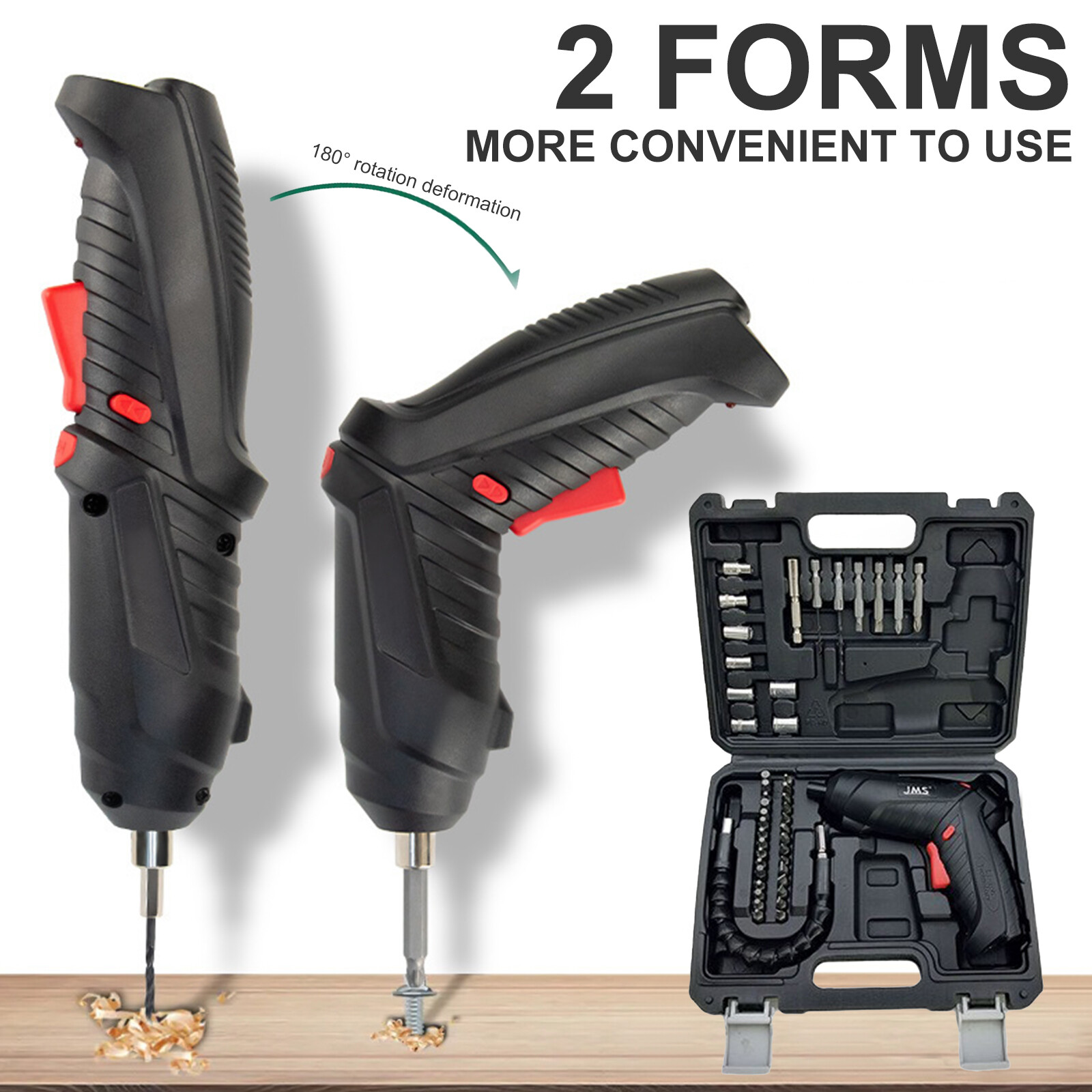 3.6V Cordless Electric Screwdriver Set USB Charging 3Nm Screw Gun With LED Light
