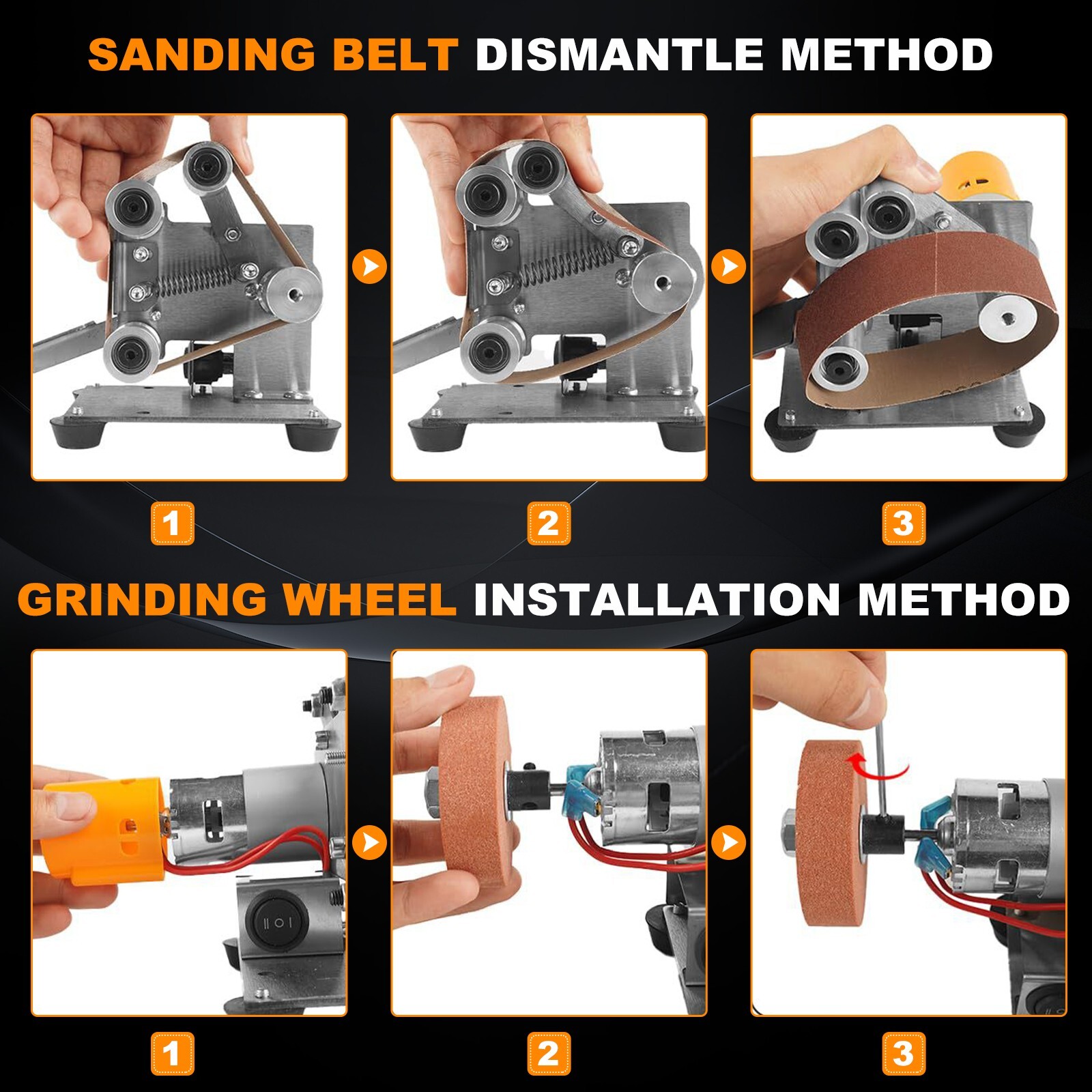 Mini Belt Sander Electric, 7-Speed, 15° Sharpener for DIY & Jewelry Making