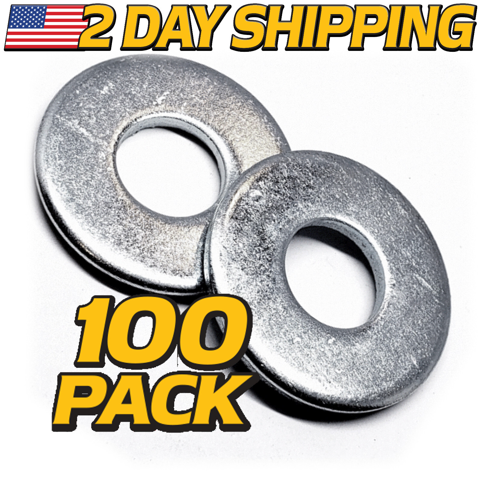 (100 Pack) 1/2” USS Flat Washers Zinc Plated 0.57″ ID x 1.37″ x 0.10″ Grade 5