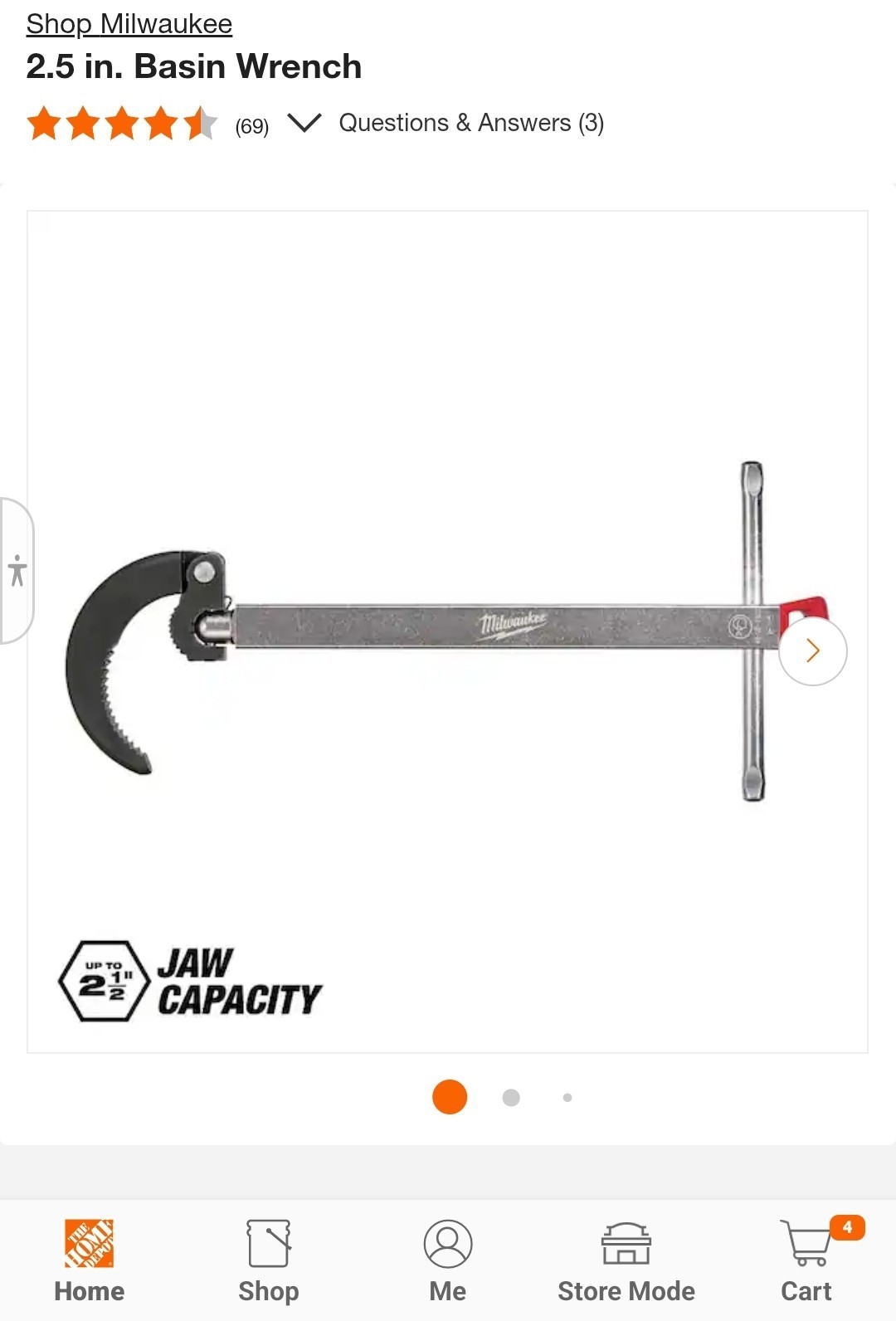 ⭐️NEW⭐️ Milwaukee 2.5 in. Basin Wrench 48-22-7002