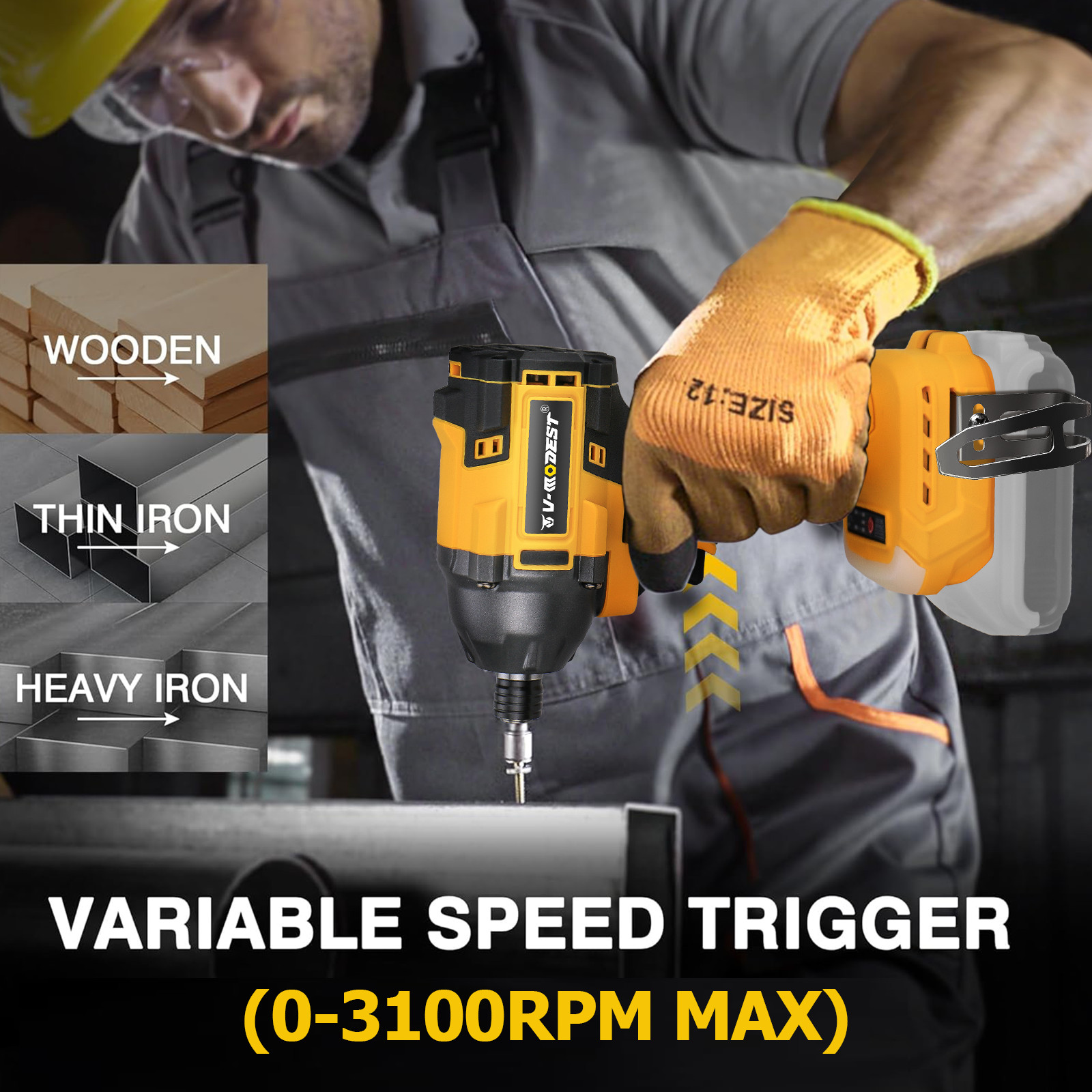 Brushless Cordless Impact Driver For Dewalt 20V Max Battery 1/4″ Compact 2 Speed
