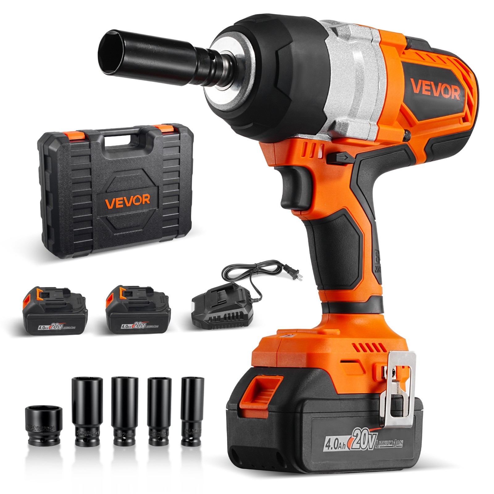VEVOR Cordless Impact Wrench 958.8 ft-lbs High Torque 1/2 inch 2 x 4Ah Batteries