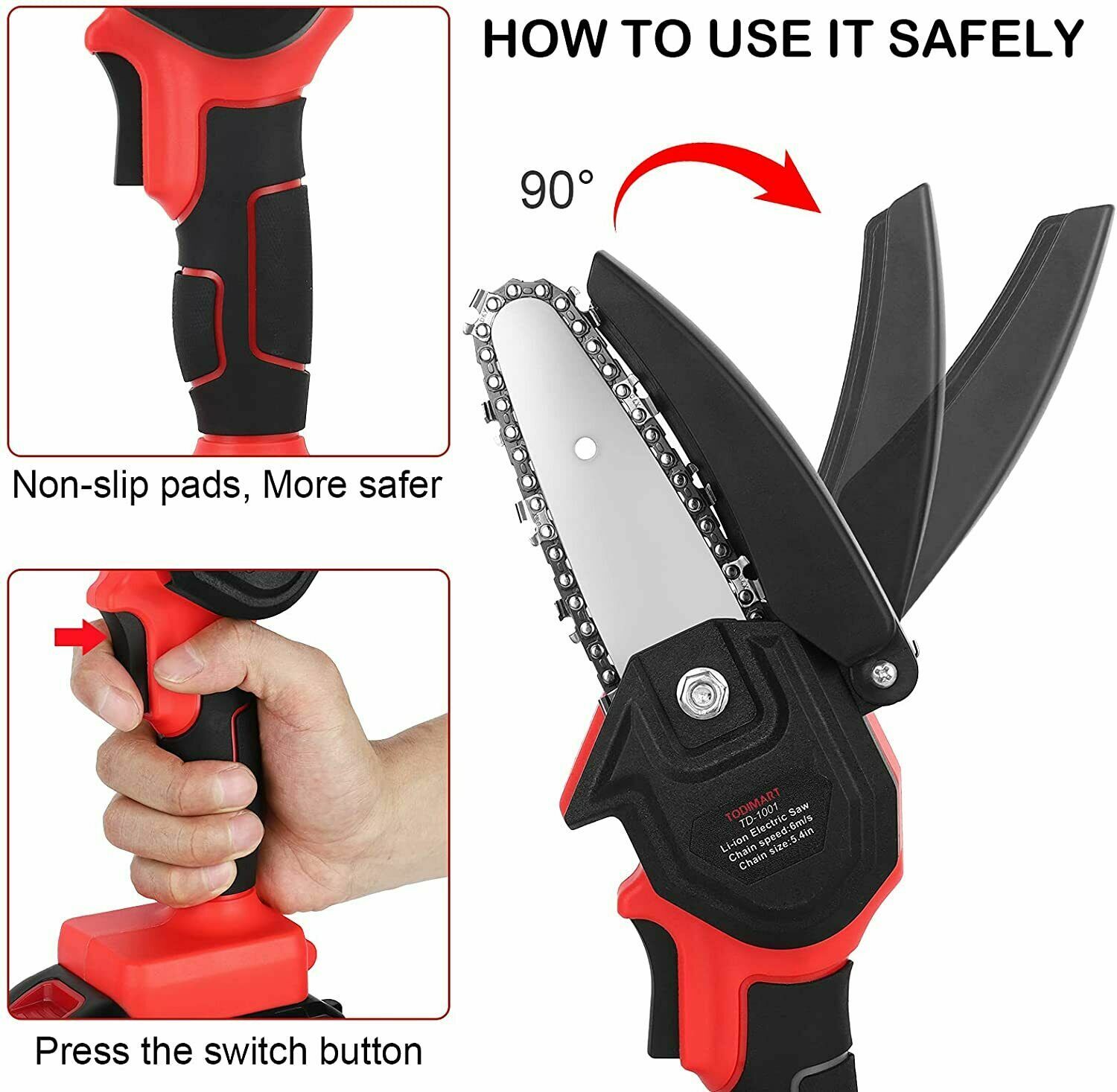 New Mini Chainsaw Electric Wood Cutter Cordless Chain Saw with battery & 2 Chain