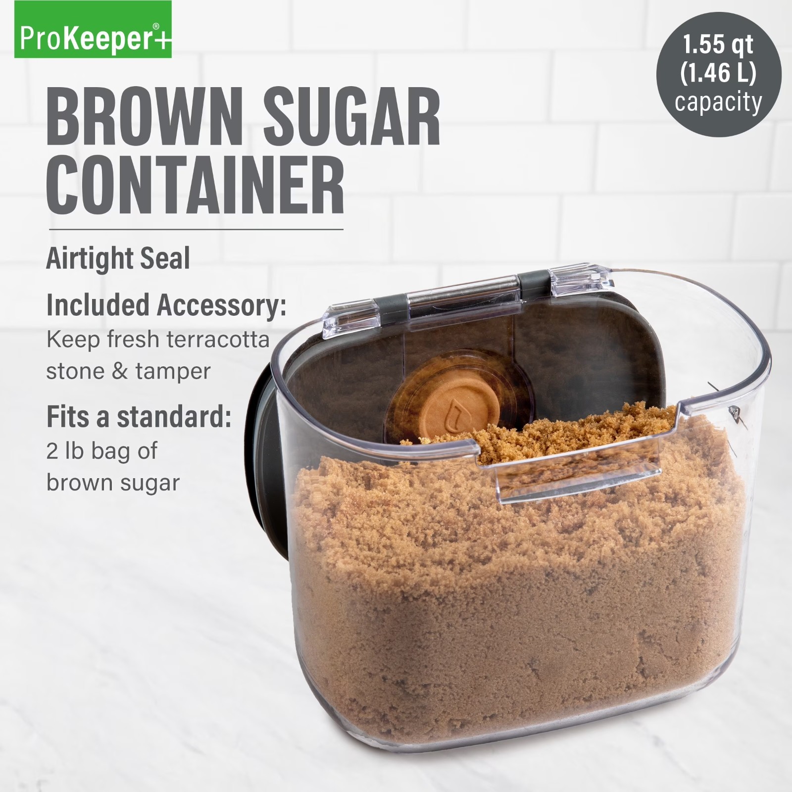 Brown Sugar ProKeeper+ Airtight Container With Terra Cotta Stone for Food
