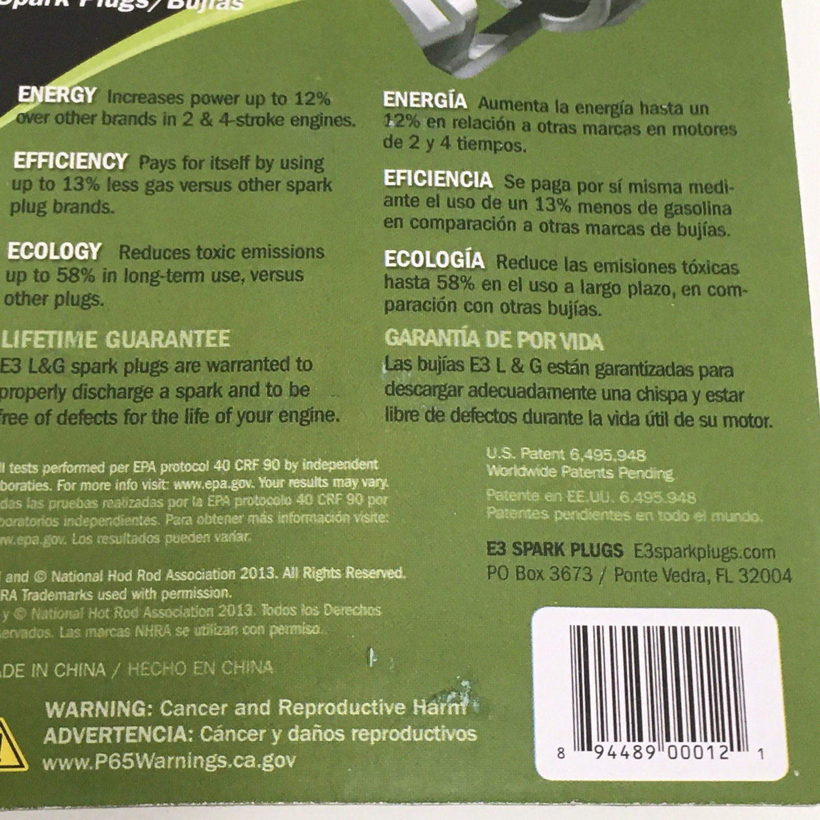 3-Packages of E3 Spark Plug E3.12 Lawn & Garden Small Engines Sealed Package