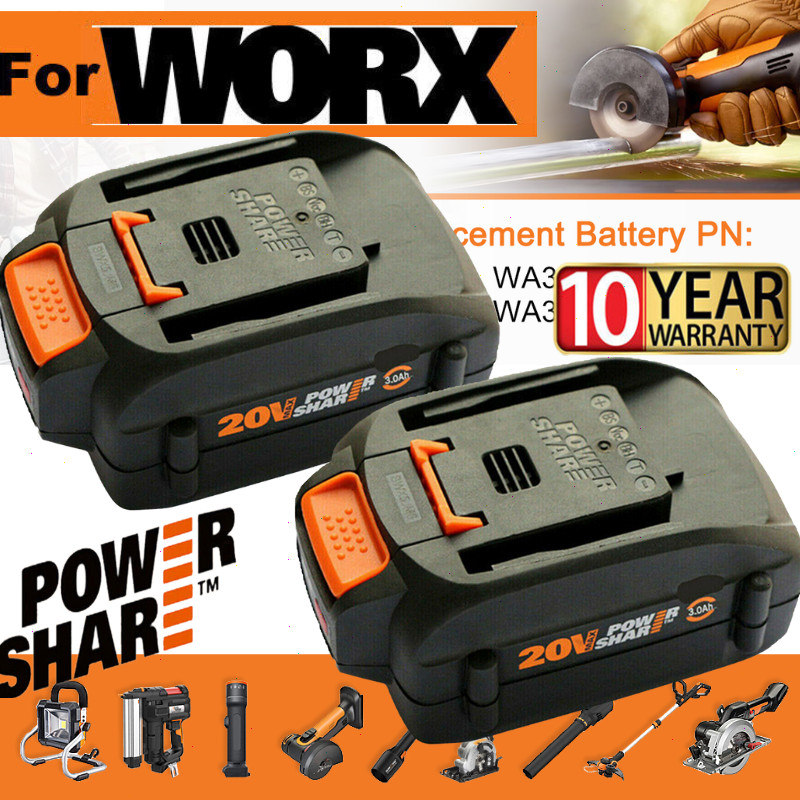 2PACK 8.0Ah For WORX 20V 8AH MAX Extend Lithium-Ion Battery WA3525 WA3575 WA3520