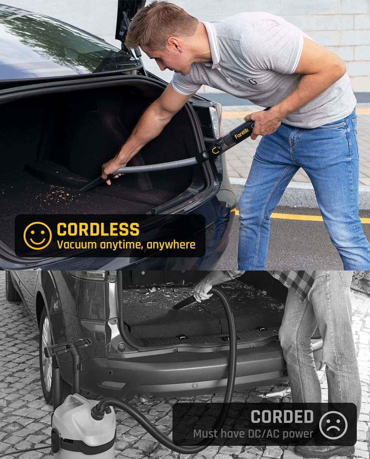 Fanttik Slim V8 Mate Cordless Car Vacuum High Power, 12000Pa/30AW, RobustClean™
