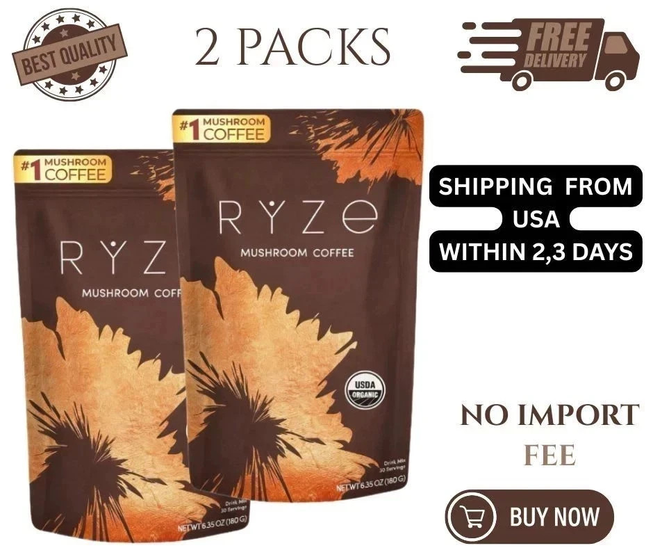 (Pack of 2) Organic RYSE Mushroom Coffee * 30 Servings Per Pack -Free Shipping