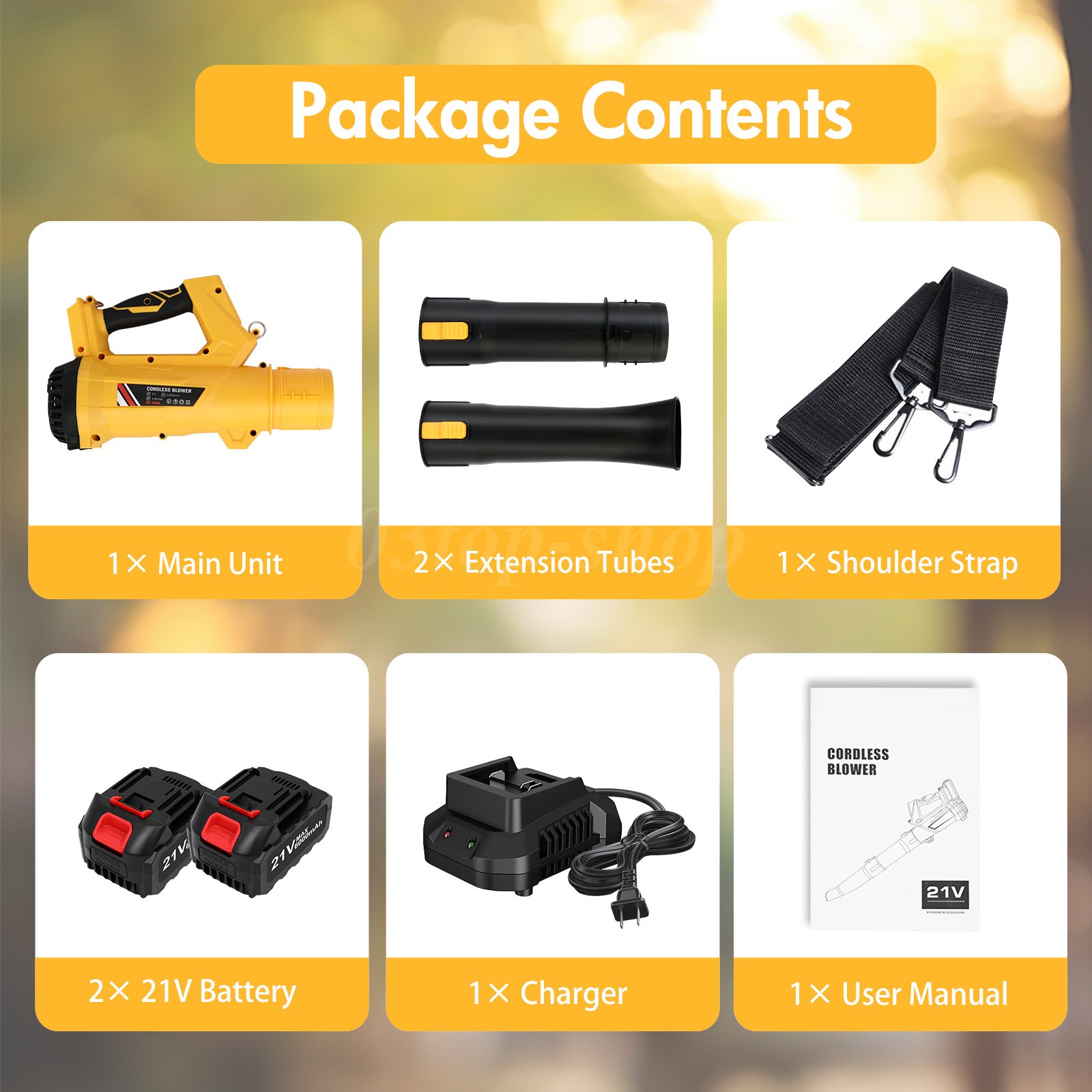 Cordless Leaf Blower with 6000mAh Battery and Charger 21V 170MPH 540CFM Electric