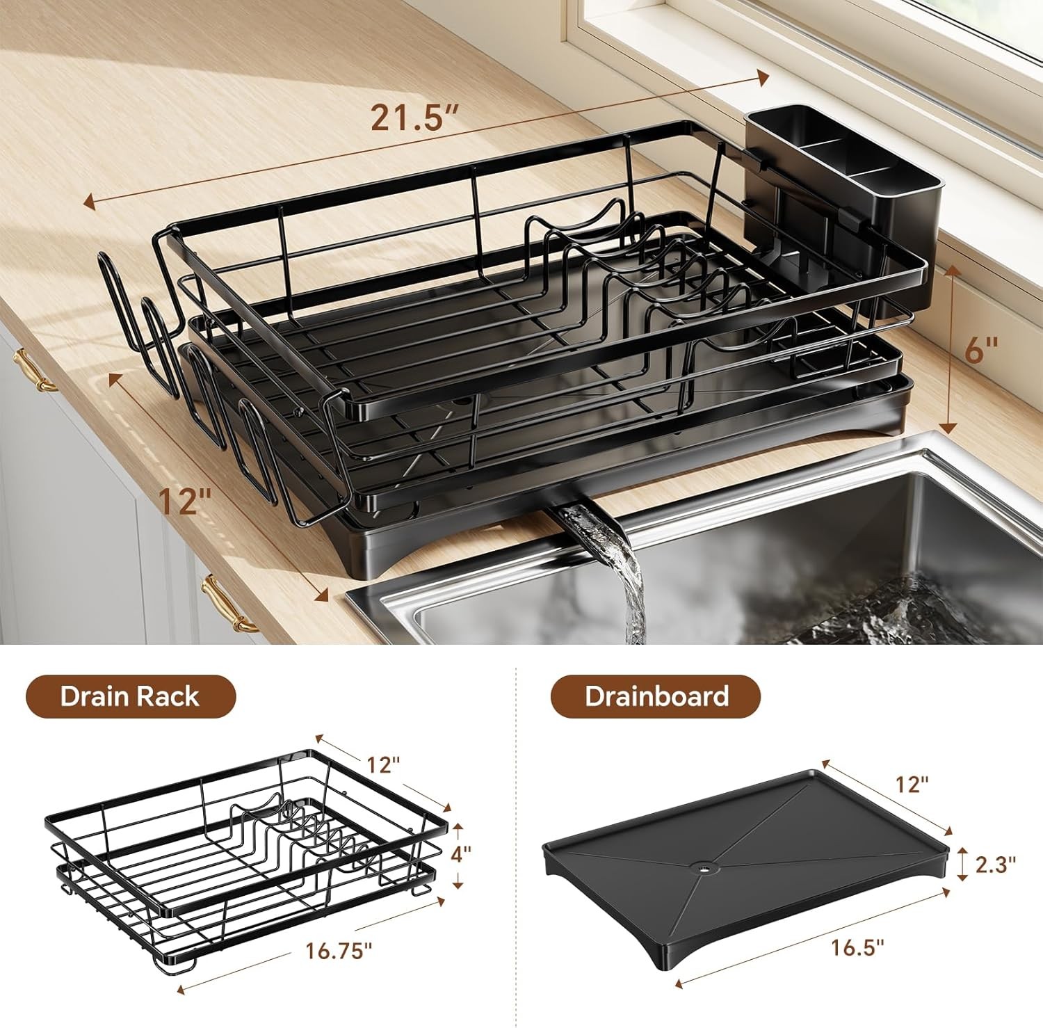 Dish Drying Rack Kitchen Counter Stainless Steel Dish Rack Large Dish Drainer
