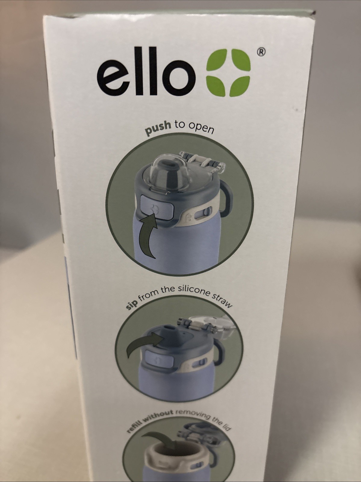 Ello Flip To Fill 22oz 2-Pack Stainless Steel Water Bottle Lock Lid 24hrs Cold