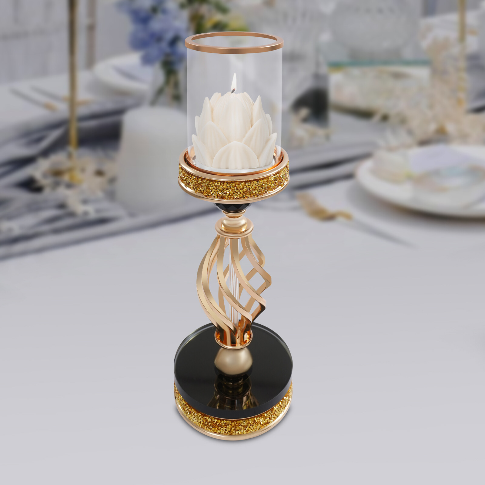 Candle Holder for Home Decor Tabletop Candle Holder Golden Color 12*41cm (D*H)