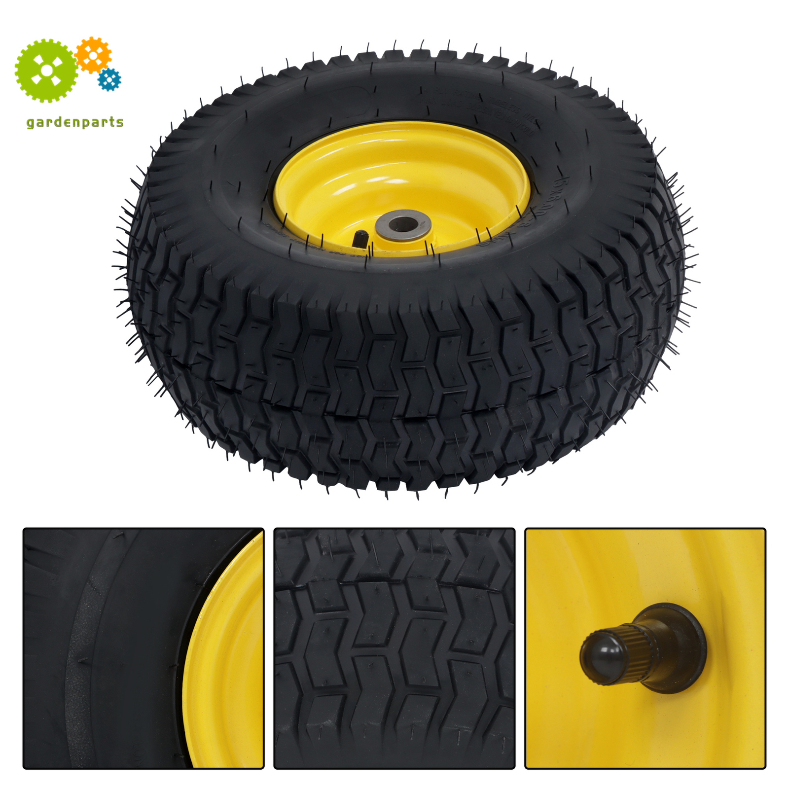 2-Pack 15×6.00-6 Lawn Mower Tire And Wheel – 3/4″ Axle, 3″ Hub Inflated Tires