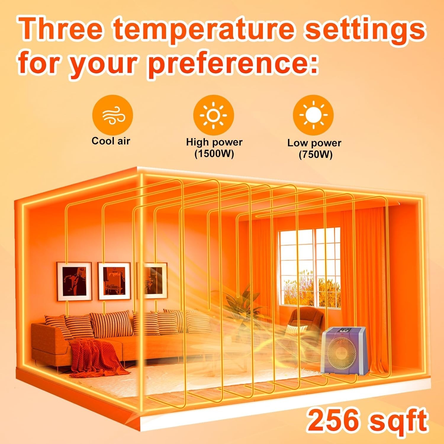 Digital Remote Control Space Heater with Timer – 1500W/750W Power