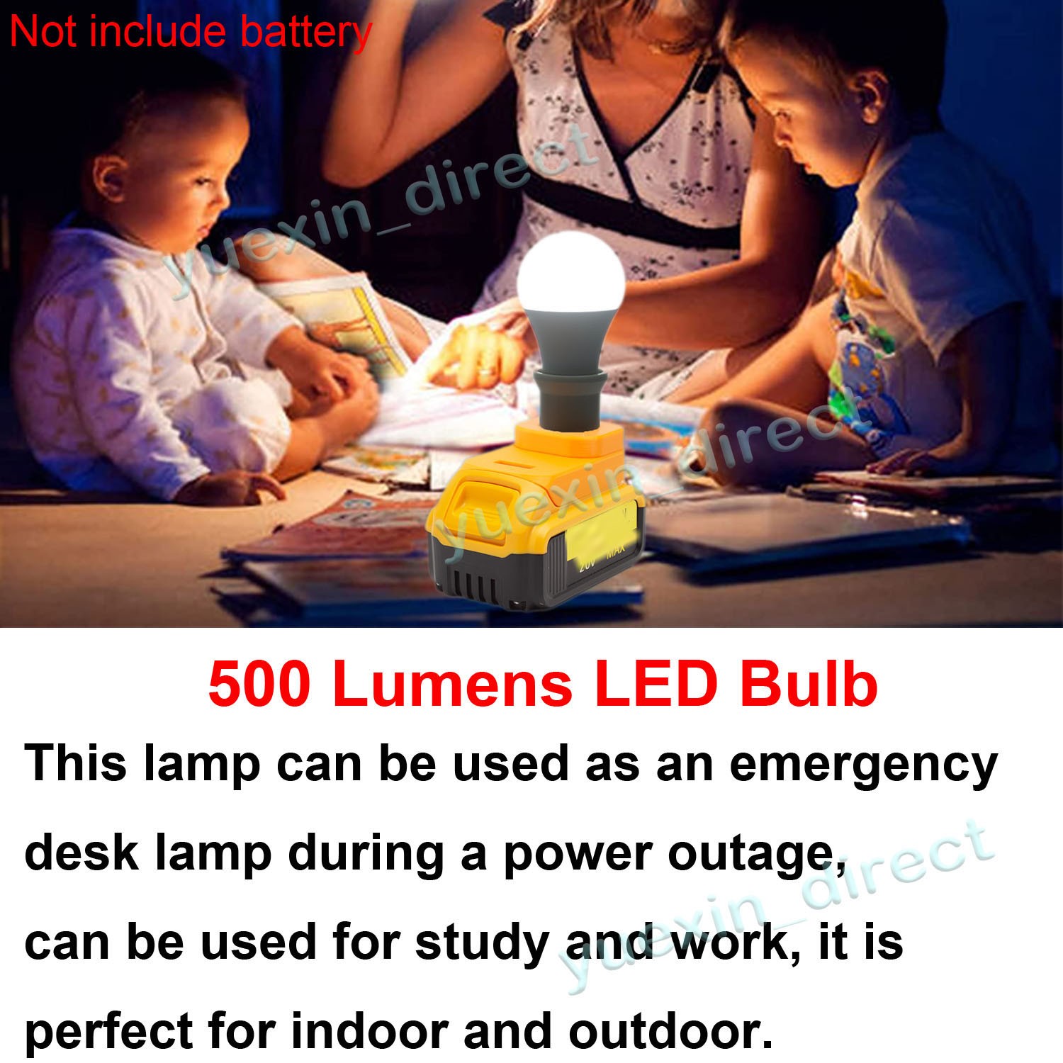 For Dewalt 20v Battery Powered LED Light Bulbs Emergency Backup Rechargeable