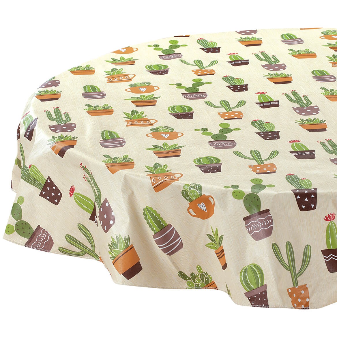 Cactus Design Tablecloth, Polyester Fleece Backing, Easy to Clean – Merasures 60