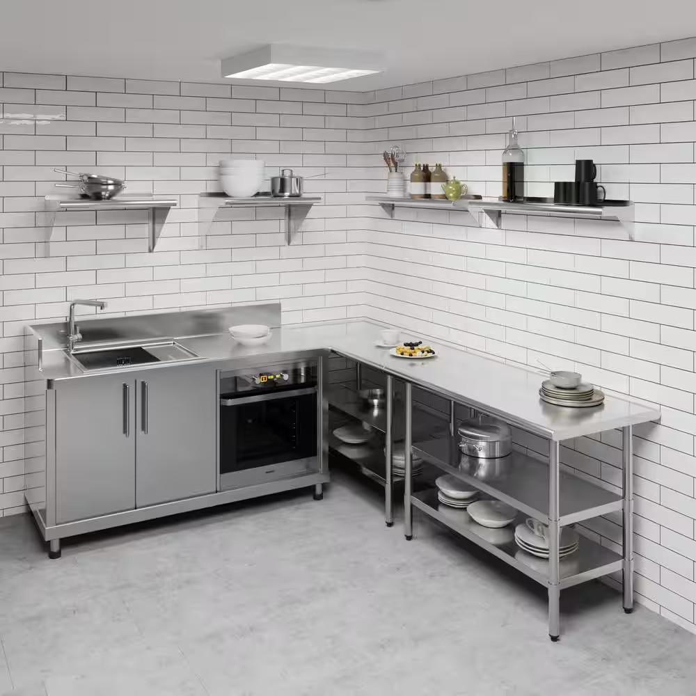 8 In. X 36 In. Stainless Steel Wall Shelf. Kitchen, Restaurant, Garage, Laundry,
