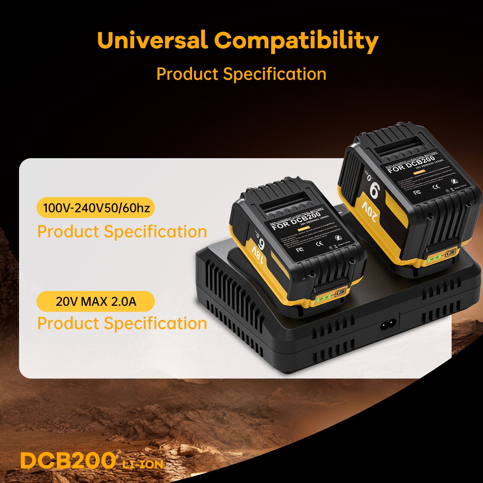 For Dewalt 20V 20 Volt Max Lithium Ion Battery Charger DCB203 DCB206-2 DCB208-2