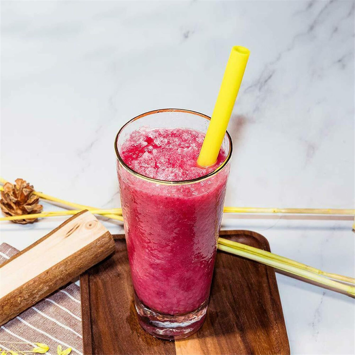 14 PCS Reusable Silicone Straws with Cleaning Brushes Extra Wide Large Straws