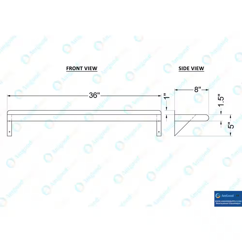 8 In. X 36 In. Stainless Steel Wall Shelf. Kitchen, Restaurant, Garage, Laundry,