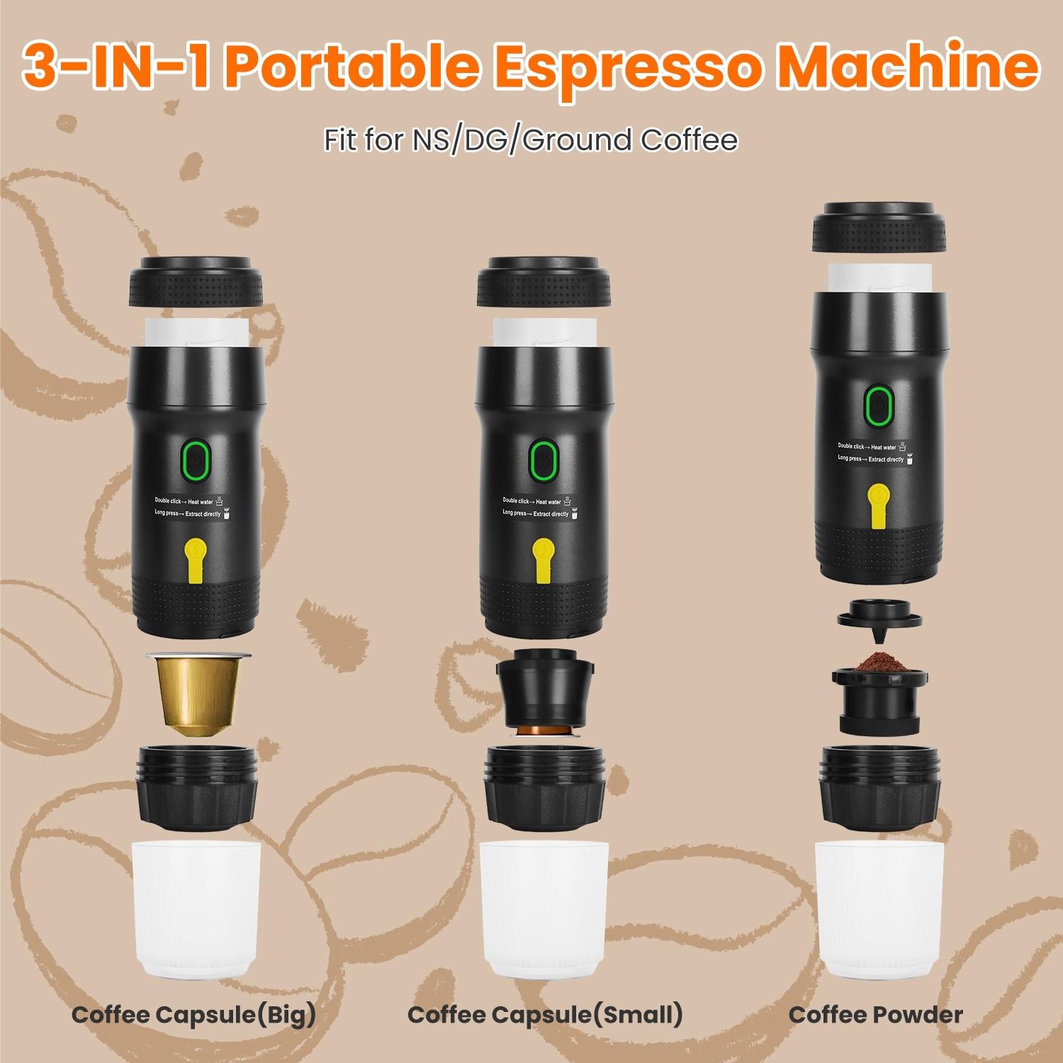 7500mAh Portable Electric Espresso Machine Car Coffee Maker Self-Heating Travel