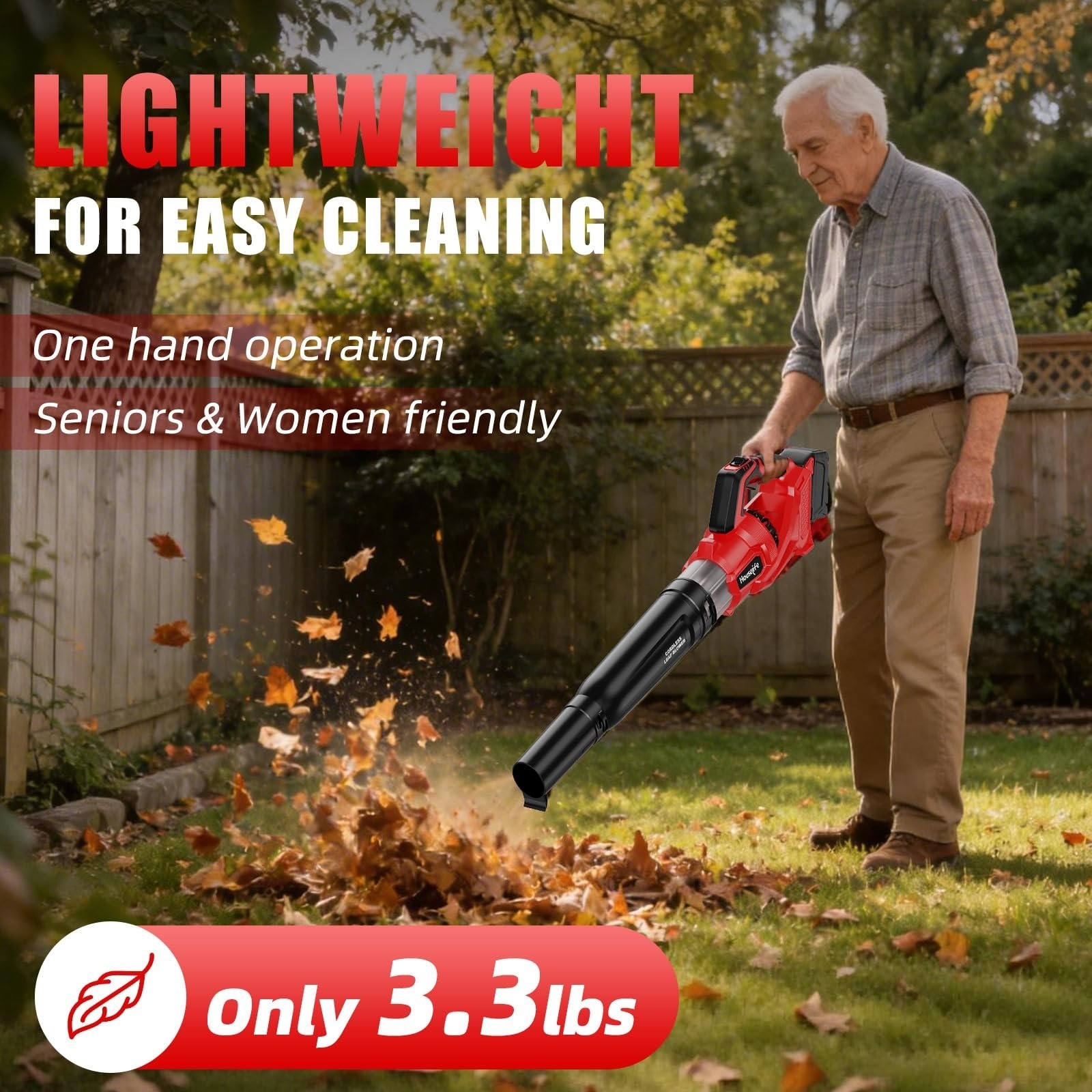 Houselife 600 CFM Cordless Leaf Blower, Battery Powered, 150 MPH Turbo