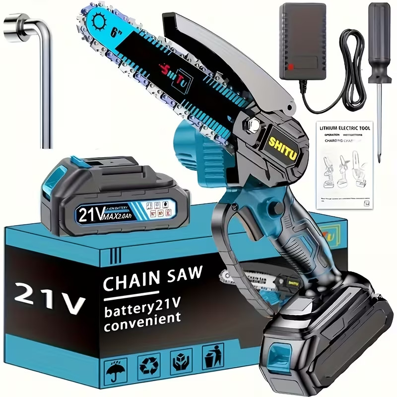 Mini Chainsaw Cordless 21V Battery Powered Electric Handheld Chain Saw Kit