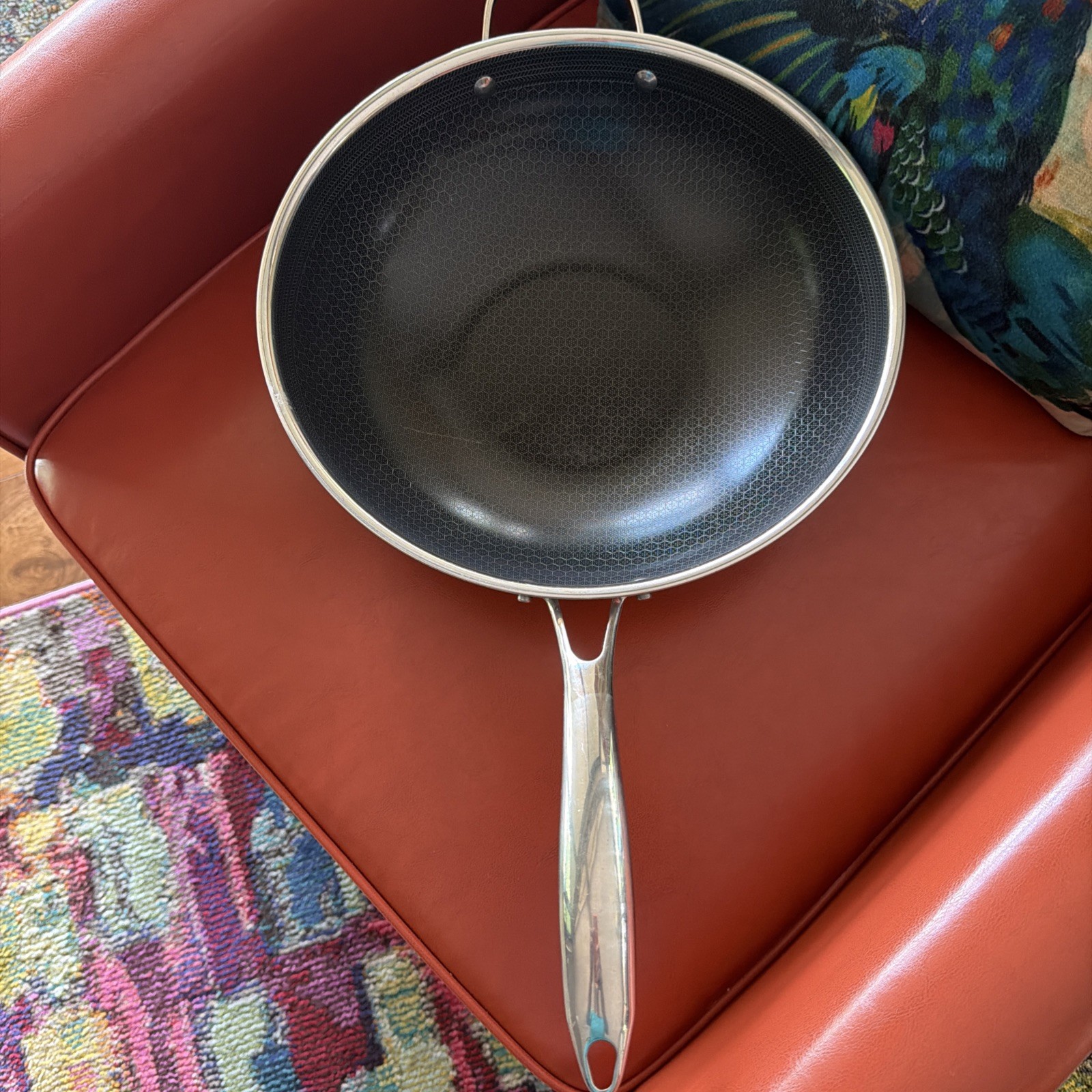 LIGHTLY USED HexClad Hybrid 12 in Nonstick WOK Frying Pan NO Glass Lid