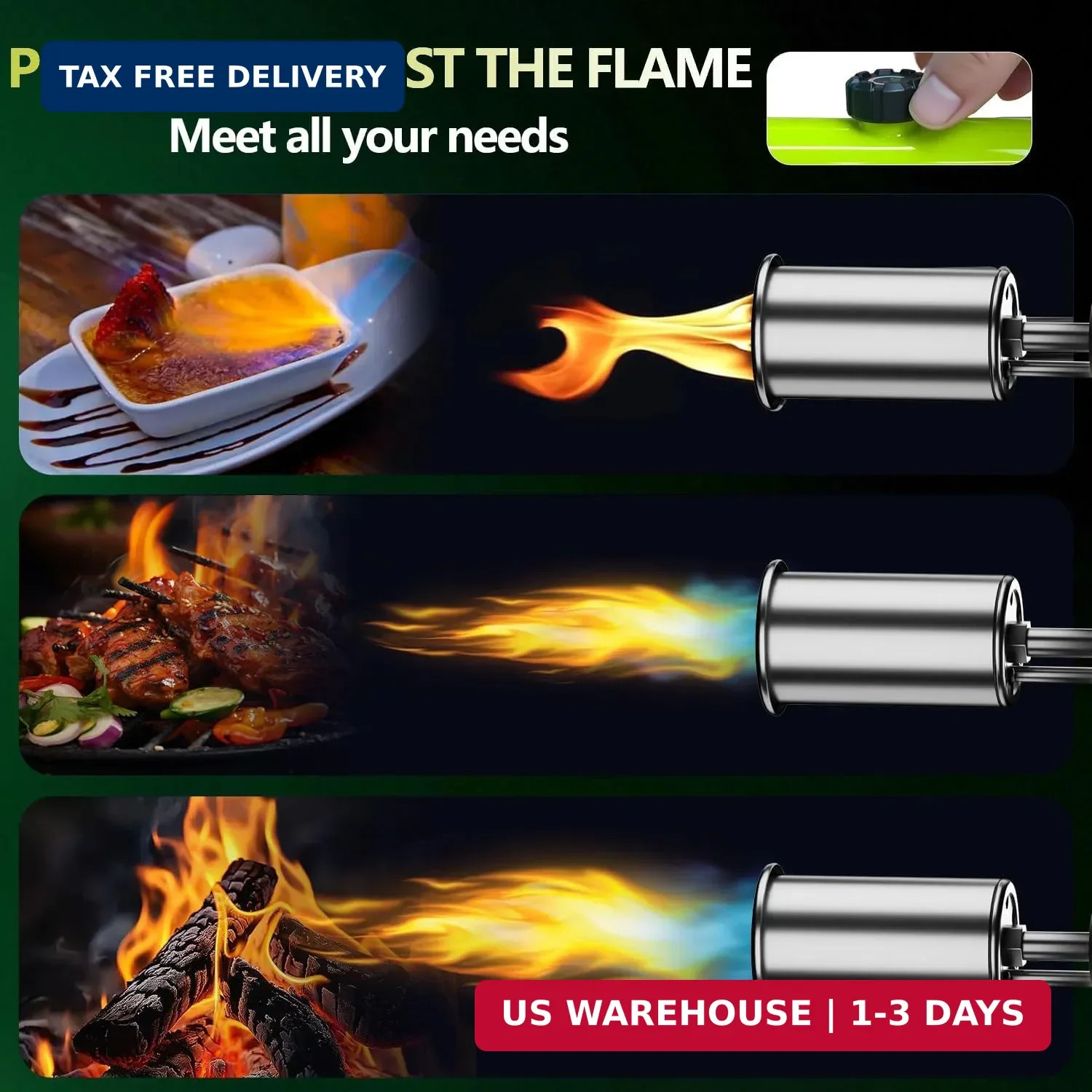 Propane Torch Gun Kitchen Blow Torch BBQ Campfire Charcoal Lighter Burner