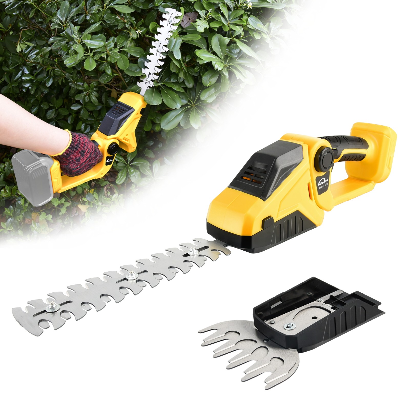 2-in-1 Cordless Hedge Shrubbery Trimmer Grass Shear For DeWALT 20V MAX Battery