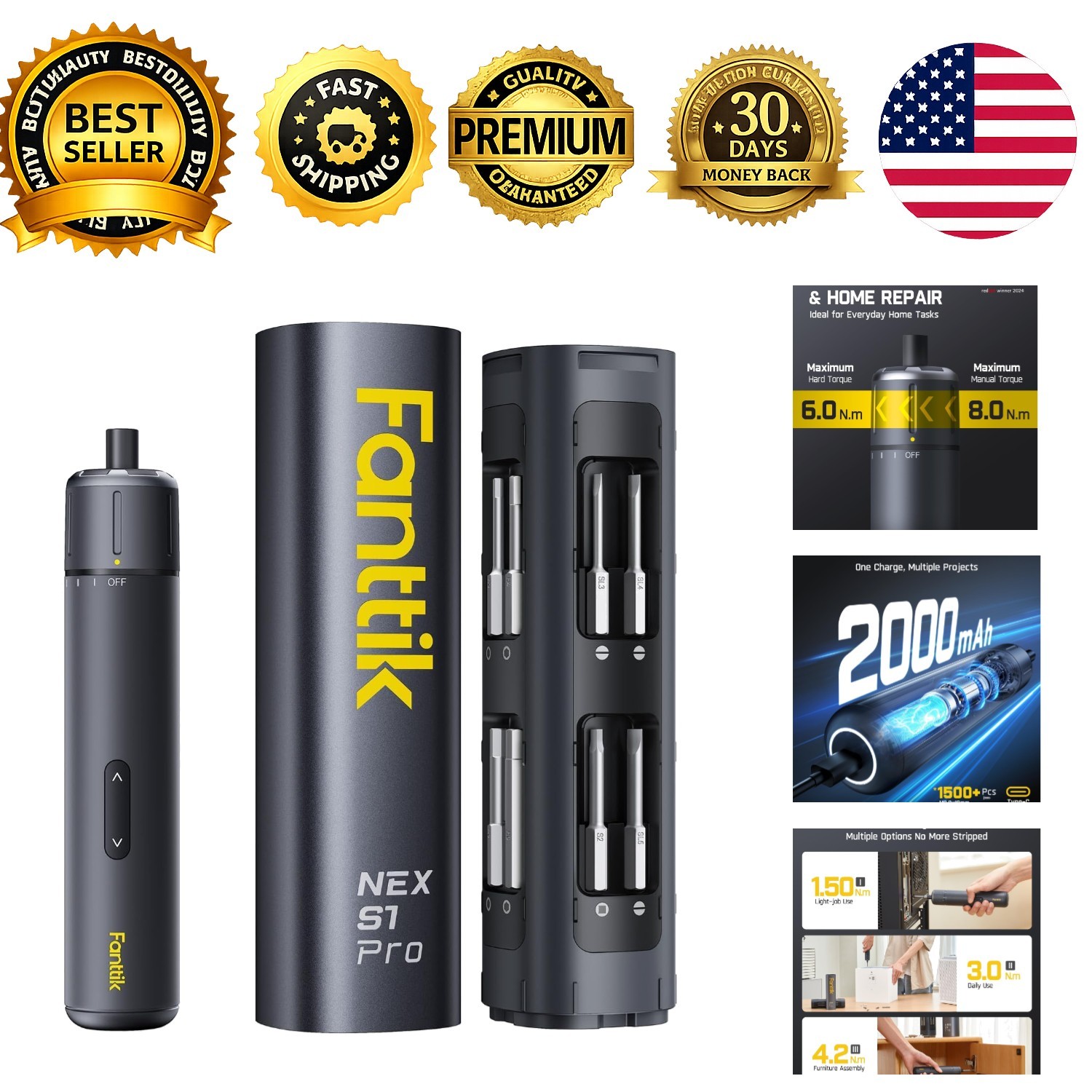 Fanttik S1 Pro Electric Screwdriver, Power Screwdriver with16 S2 Steel Bits,…