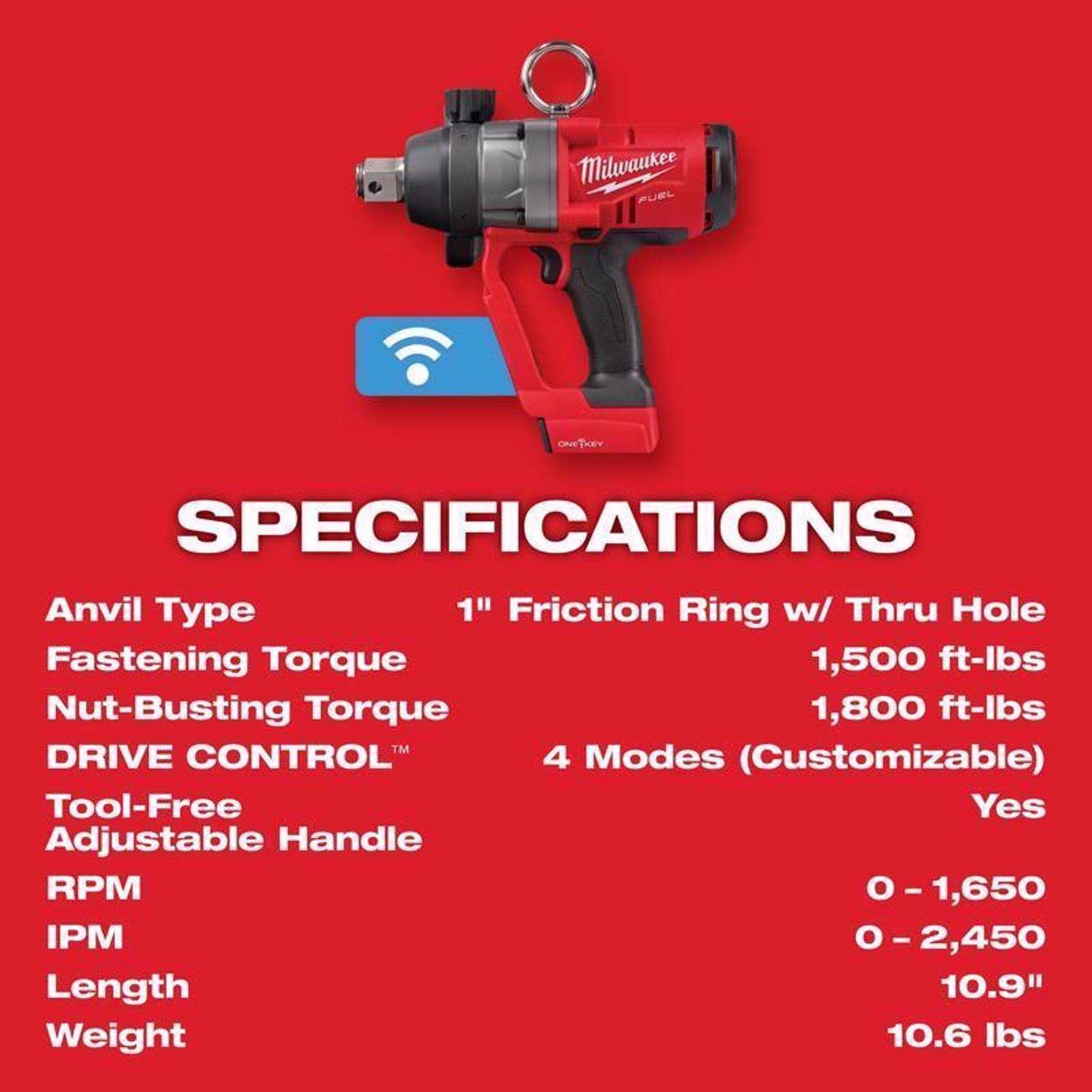 Milwaukee 2867-20 M18 FUEL 1 in. Cordless Brushless Impact Wrench Tool Only