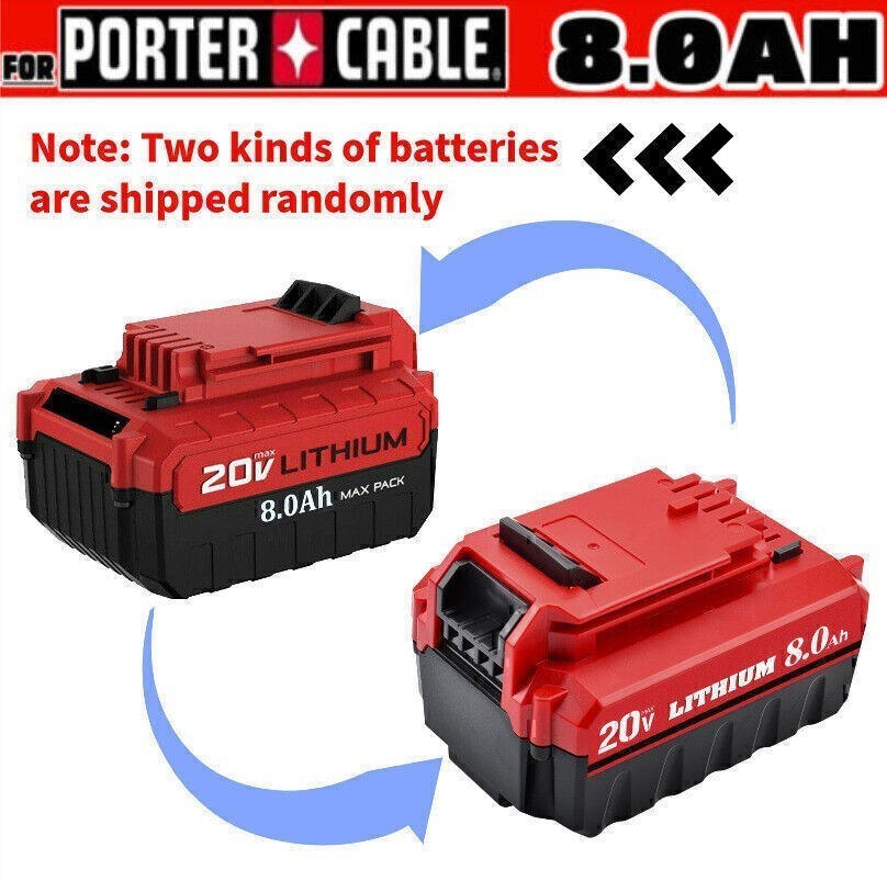 1-2PACK 8.0AH for PORTER CABLE 20 Volt Lithium-Ion Max PCC685L Battery &Charger