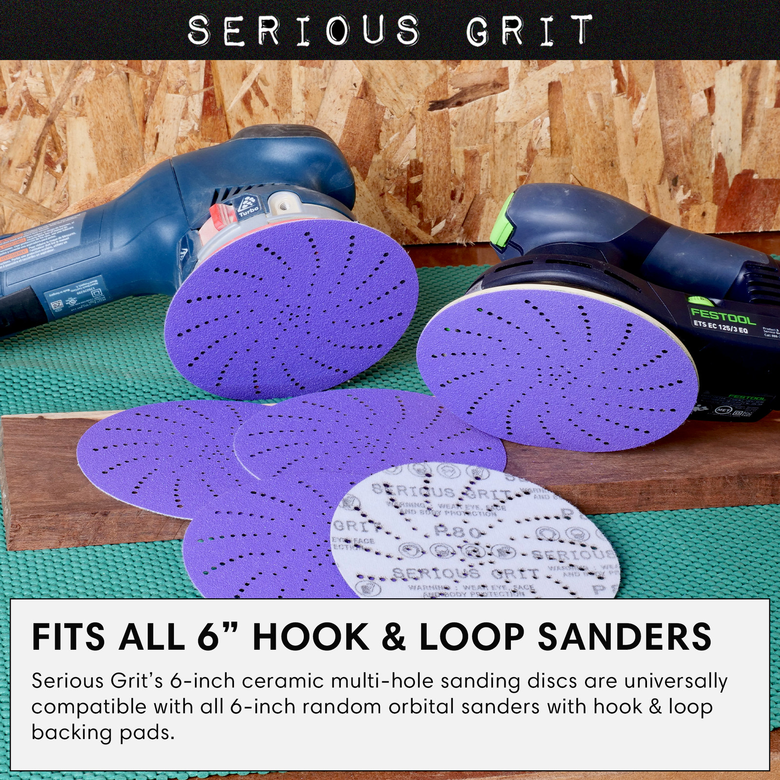 6″ Ceramic Multi-Hole Hook & Loop Discs