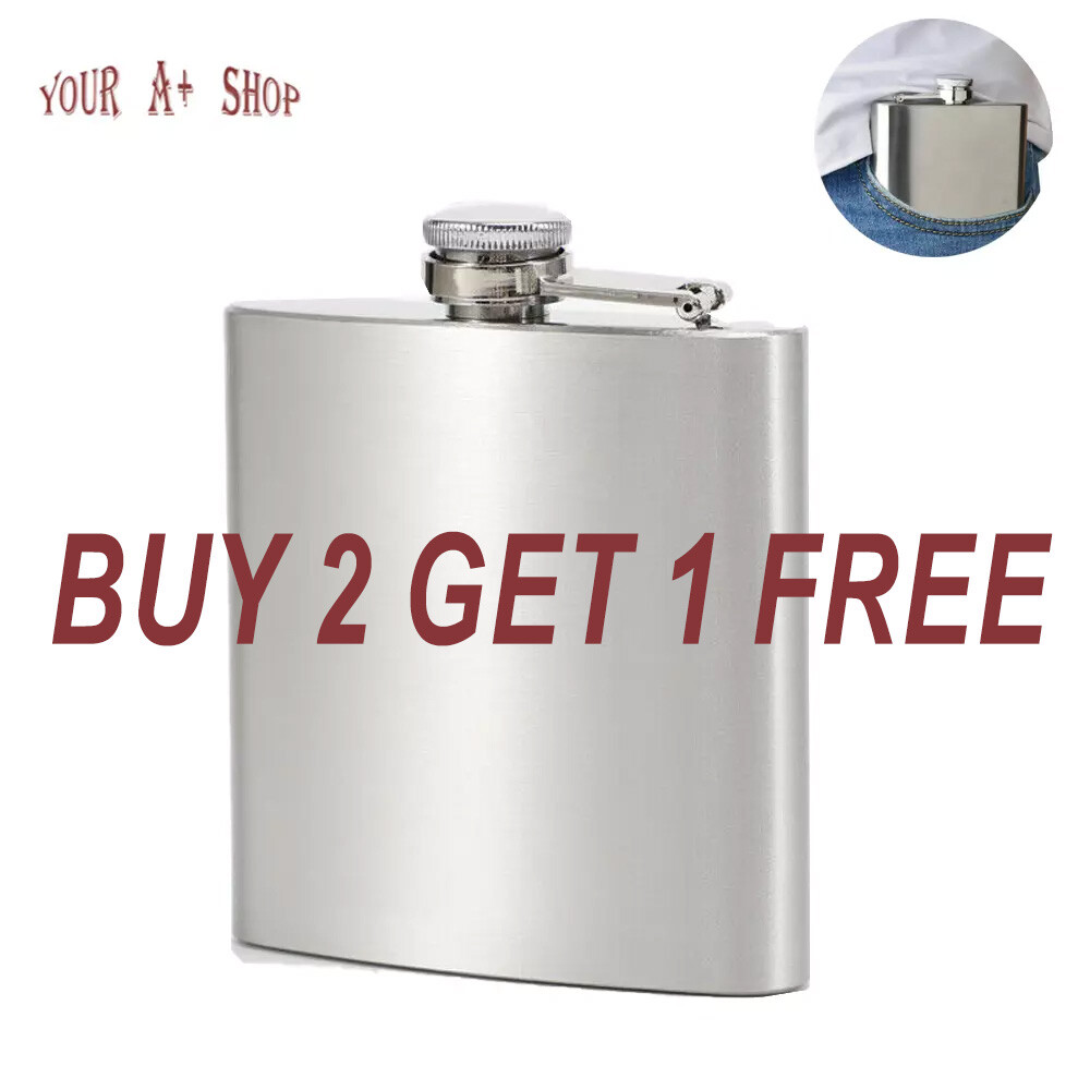 7/10 oz Liquor Stainless Steel Pocket Hip Flask Alcohol Whiskey Screw Cap Flagon