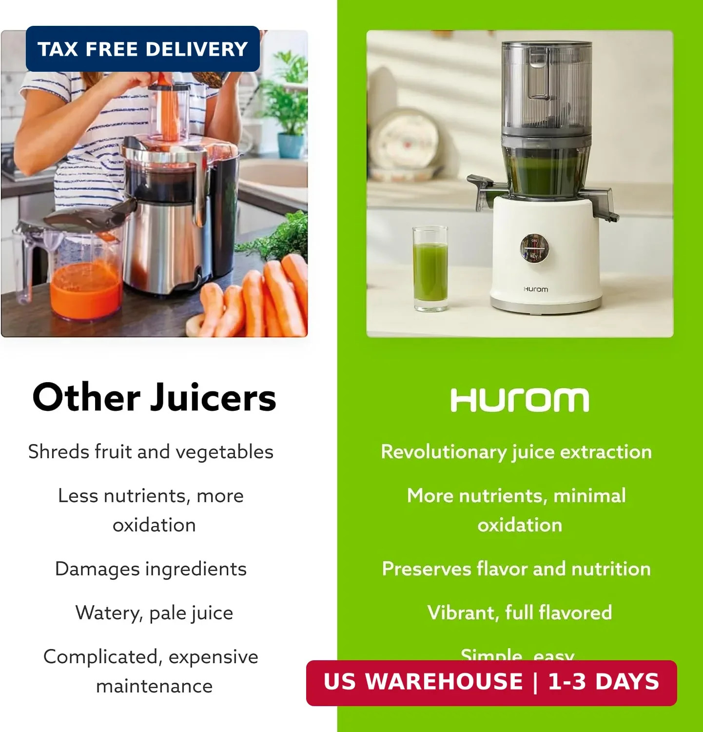 Hurom H80 Cold Press Juicer Machine – Matte Black – Dishwasher-Safe Parts, Self-