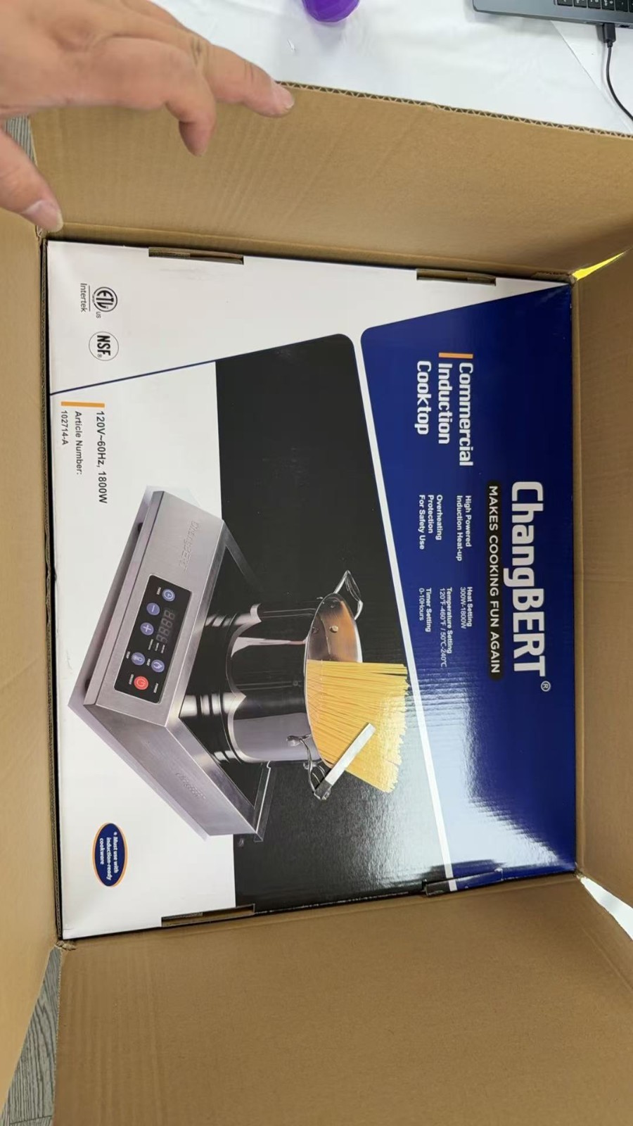ChangBERT Commercial Induction Cooktop 1800W Portable Countertop ETL NSF 102714A