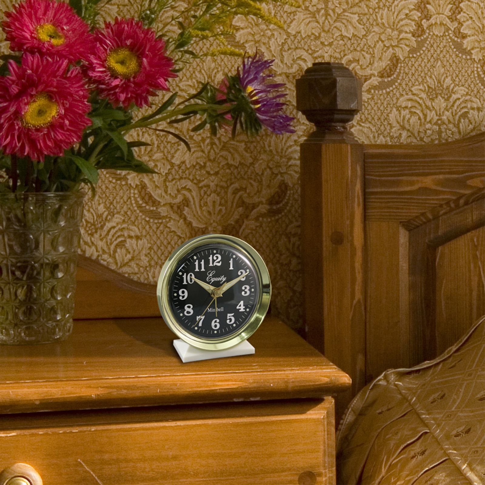 12020 Equity by La Crosse Wind-Up Bell Brass Metal Case Analog Alarm Clock