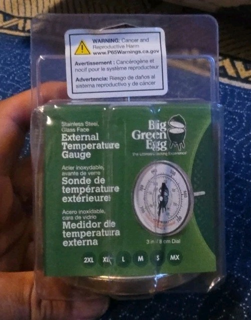 Big Green Egg 117250 Stainless Steel External Temperature Gauge 3” Glass Dial