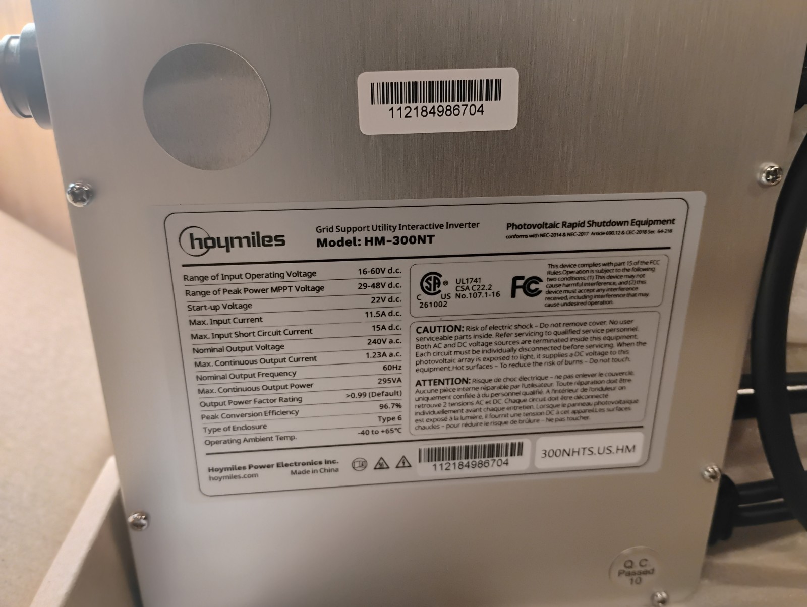 Hoymiles HM-300NT Microinverter 1-in-1 Single Phase Grid Tie – Fast Ship