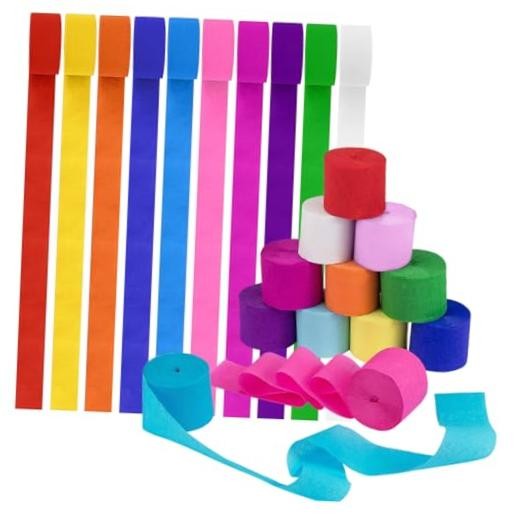 10 Rolls Crepe Paper Craft Streamers Hanging Rainbow Crepe Paper 3.5CM-01