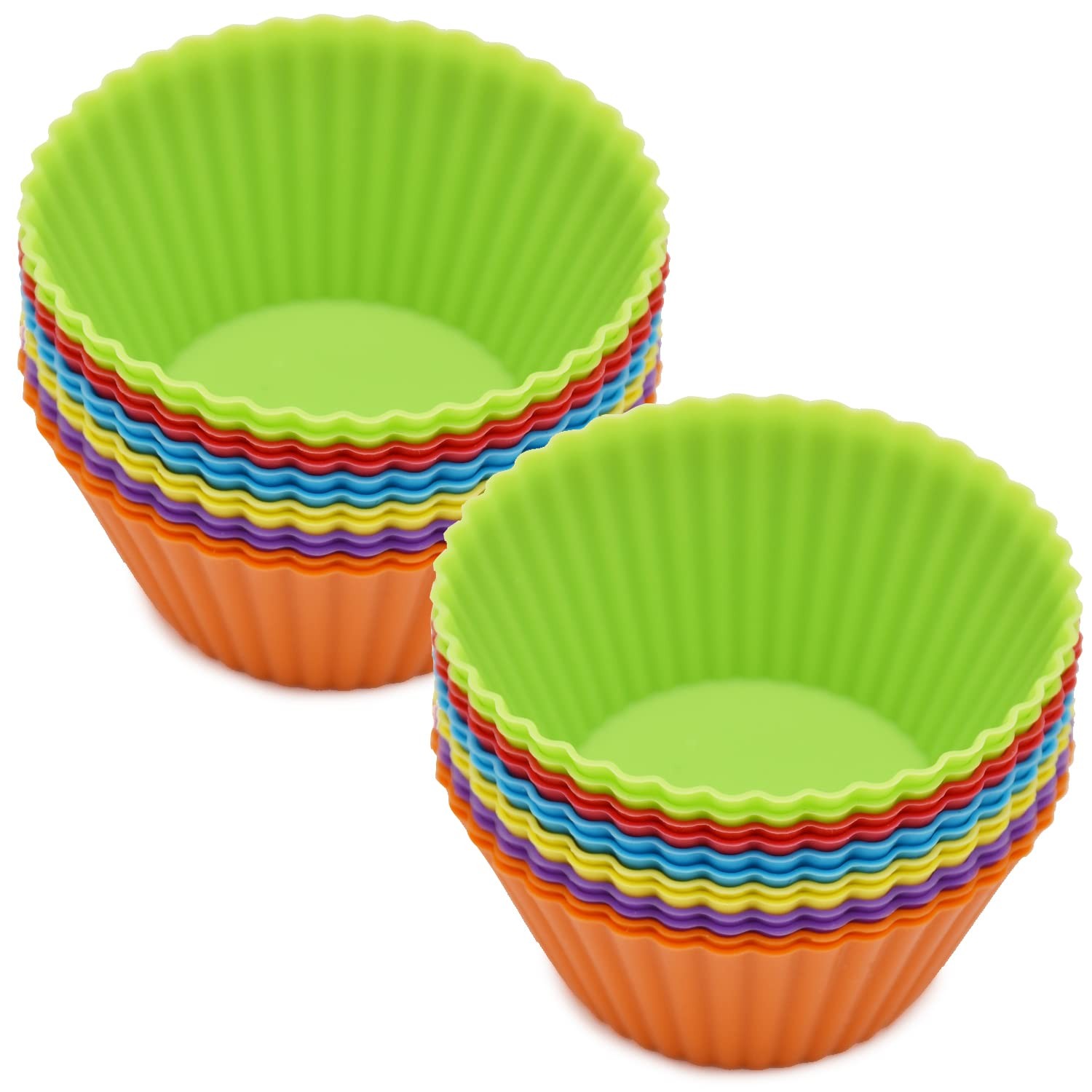 Reusable Silicone Baking Cups 24 Pack Nonstick Muffin Liners Holders Easy Clean