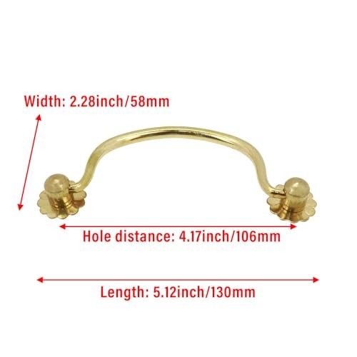 4pcs Antique Bail Pulls 4.17 Inch Cabinet Pulls Brass 4.17″ Hole distance Gold