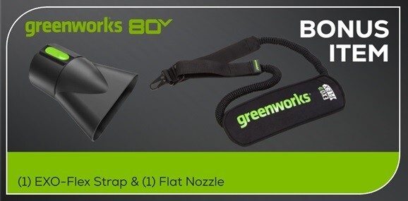 Greenworks 80V 800CFM 200MPH Leaf Blower + Strap & Nozzle (NO BATTERY TOOL ONLY)