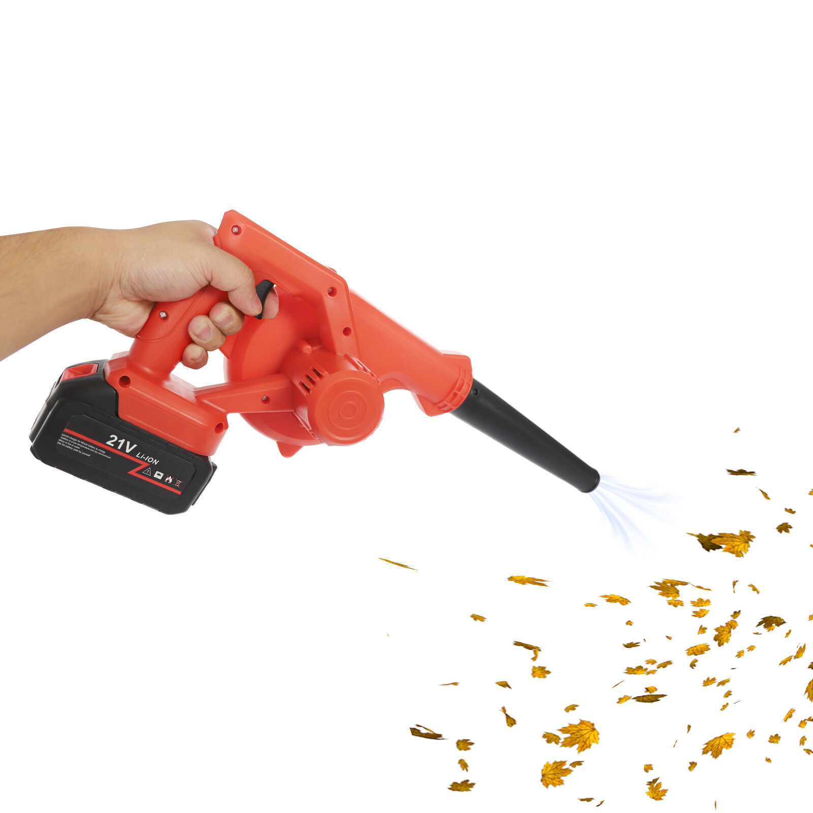 800W Battery Powered Cordless Leaf Blower, 6000-8000rpm Suction Blowing Machine