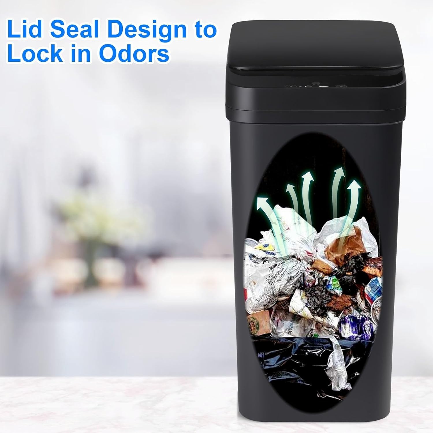 Smart 2.2 Gallon Touchless Garbage Can with Quiet Close Feature – Ideal for Home