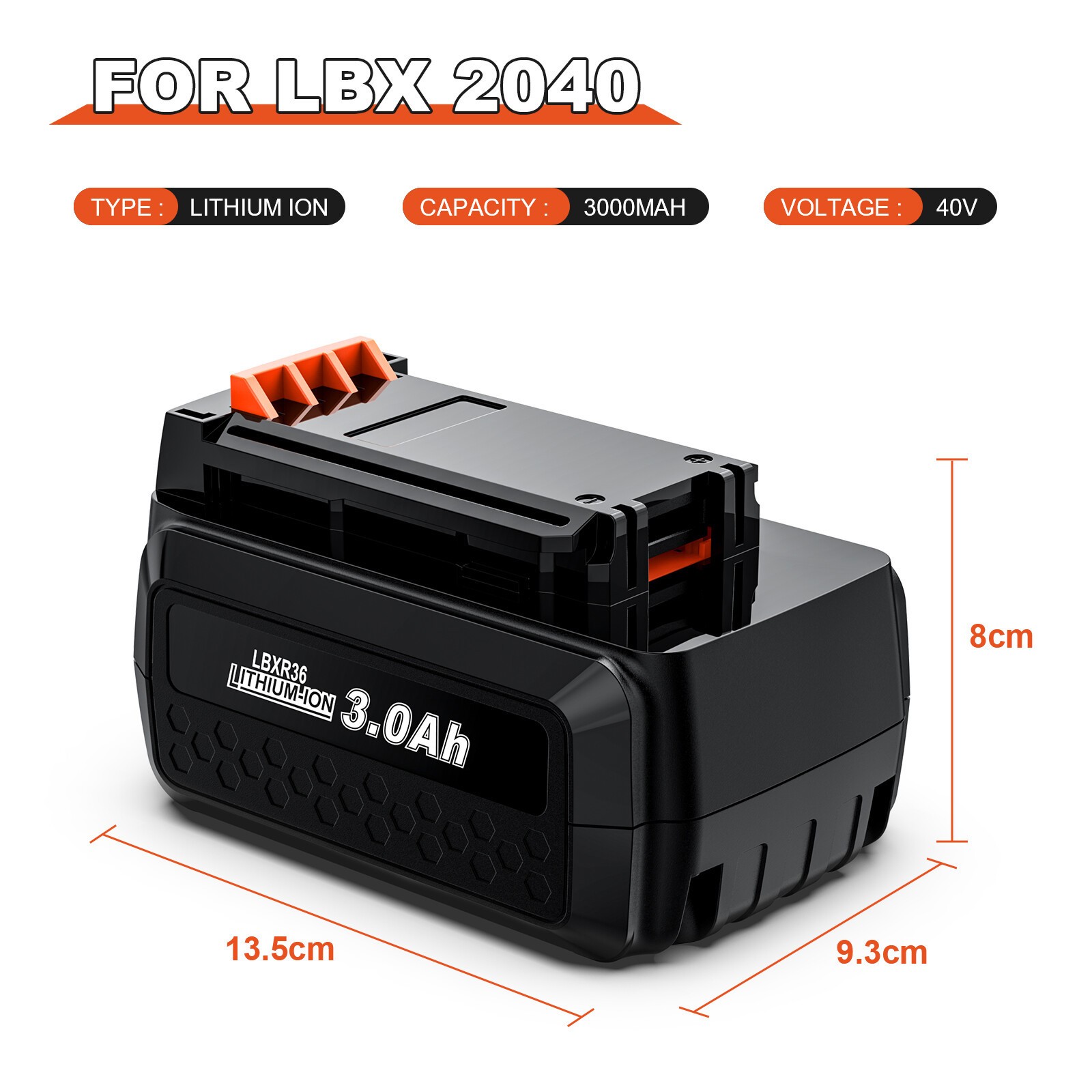 4.0AH 40Volt Lithium Battery/Charger For Black Decker 40 Volt Max LBXR36 LBX2040